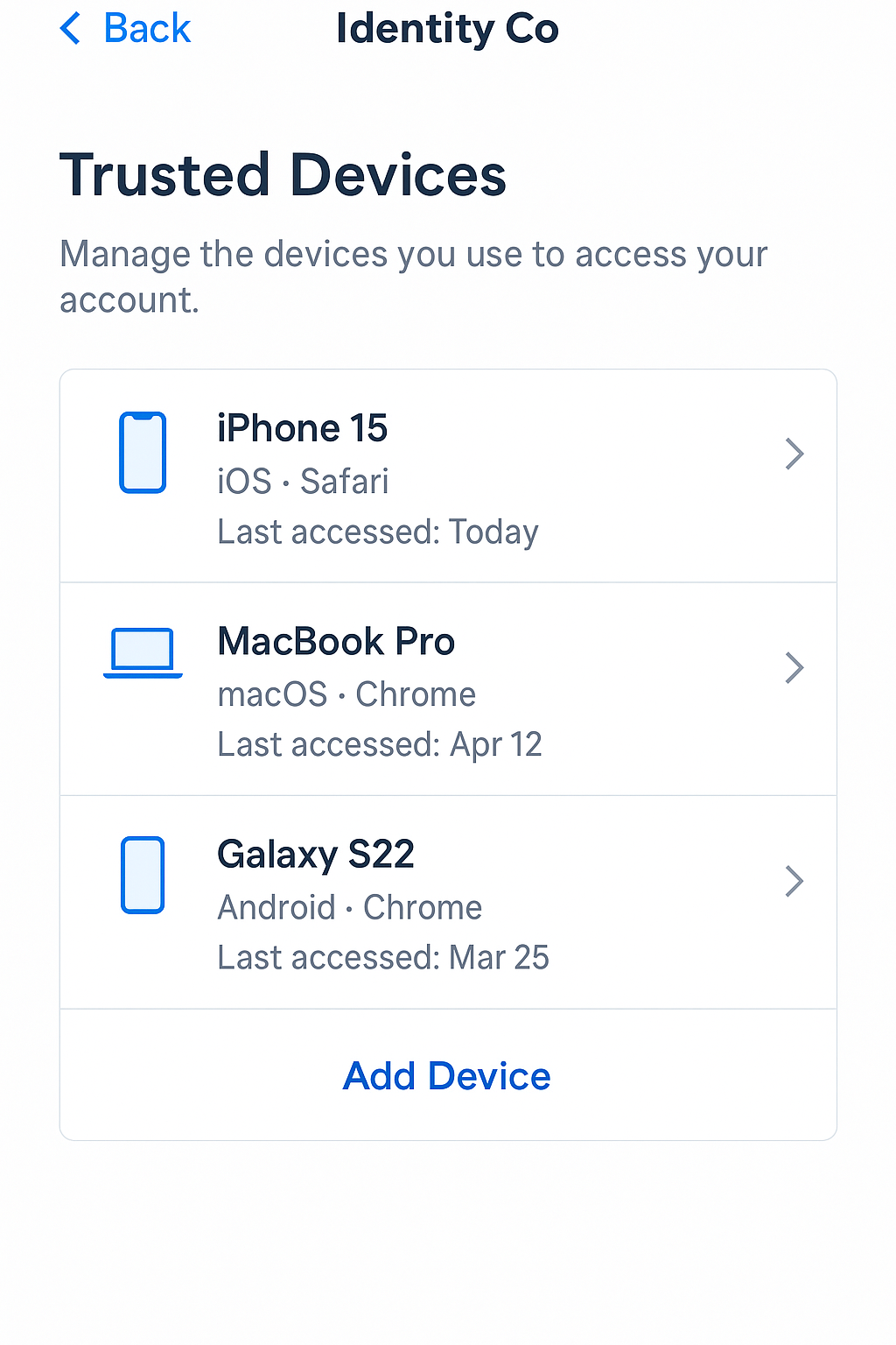 Trusted devices list