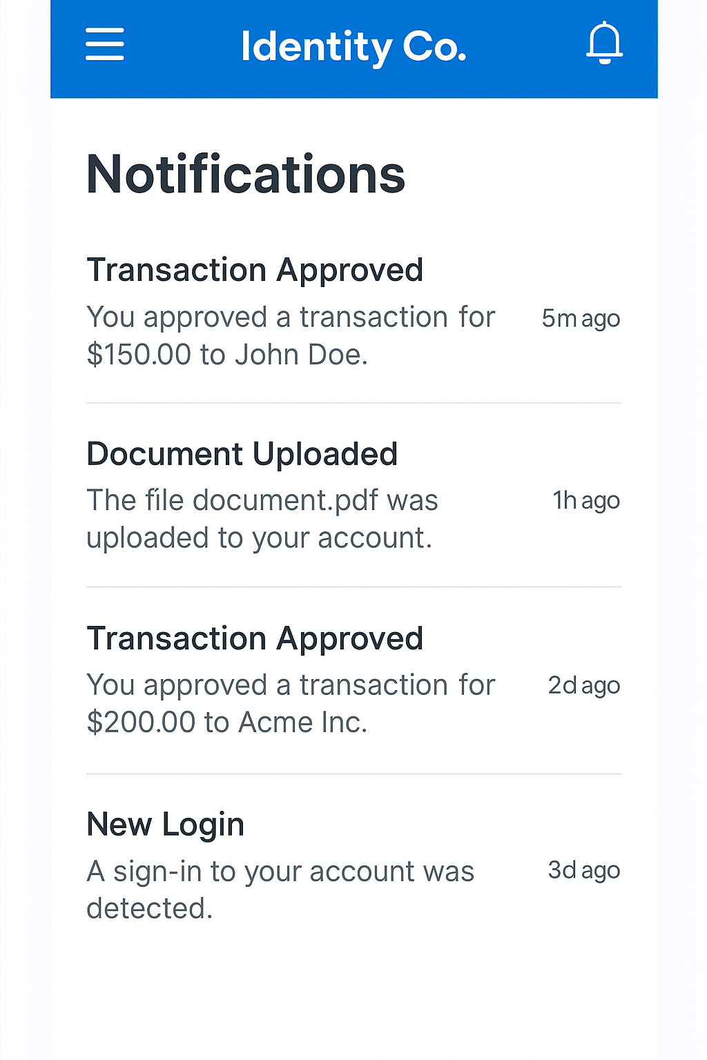 Notifications center